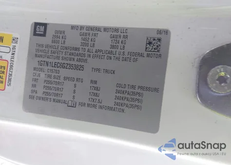 2016 GMC Sierra 1500 из США, поврежденный, VIN 1GTN1LEC6GZ353825